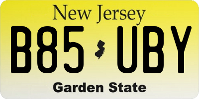 NJ license plate B85UBY