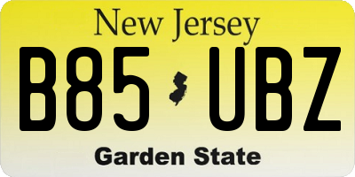 NJ license plate B85UBZ