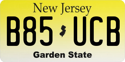 NJ license plate B85UCB