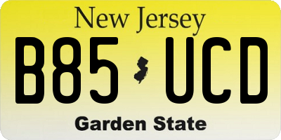 NJ license plate B85UCD