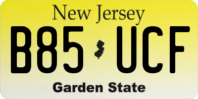 NJ license plate B85UCF