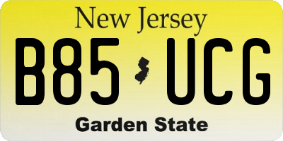 NJ license plate B85UCG