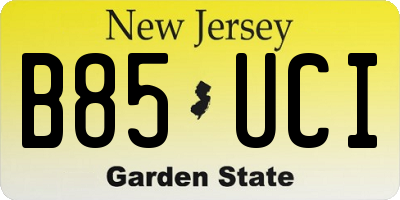 NJ license plate B85UCI