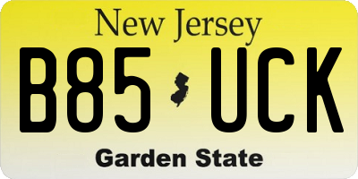 NJ license plate B85UCK