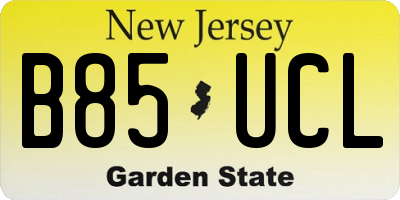 NJ license plate B85UCL