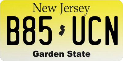 NJ license plate B85UCN