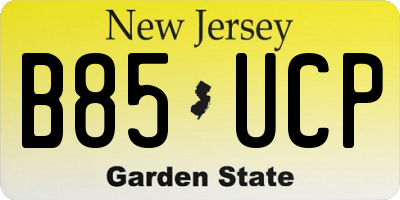 NJ license plate B85UCP