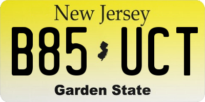 NJ license plate B85UCT