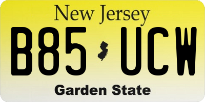 NJ license plate B85UCW