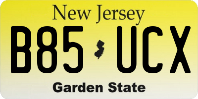NJ license plate B85UCX