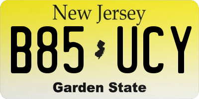 NJ license plate B85UCY