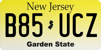 NJ license plate B85UCZ
