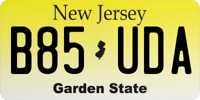 NJ license plate B85UDA