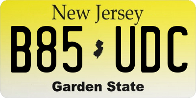 NJ license plate B85UDC