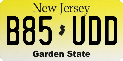 NJ license plate B85UDD