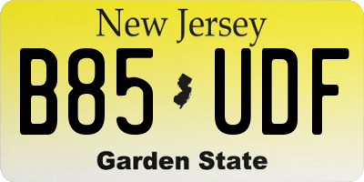 NJ license plate B85UDF