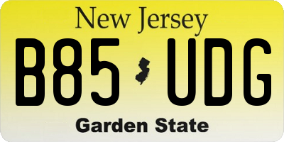 NJ license plate B85UDG