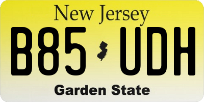 NJ license plate B85UDH