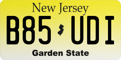 NJ license plate B85UDI