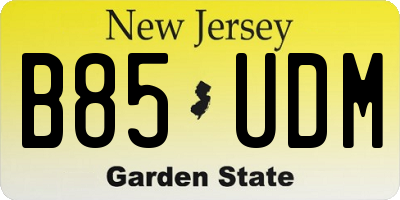 NJ license plate B85UDM