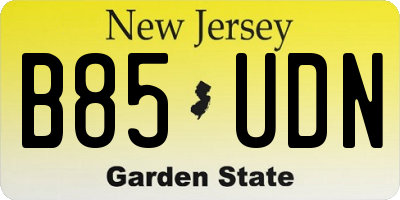 NJ license plate B85UDN