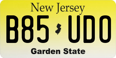 NJ license plate B85UDO