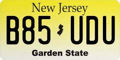 NJ license plate B85UDU