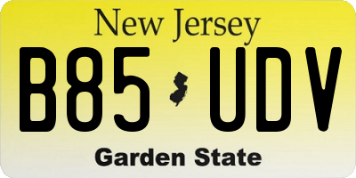 NJ license plate B85UDV