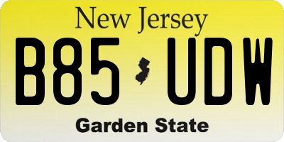 NJ license plate B85UDW