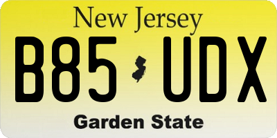 NJ license plate B85UDX