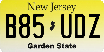 NJ license plate B85UDZ