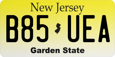 NJ license plate B85UEA