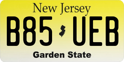 NJ license plate B85UEB