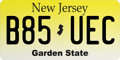 NJ license plate B85UEC