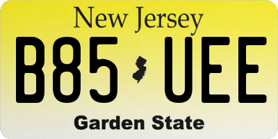 NJ license plate B85UEE