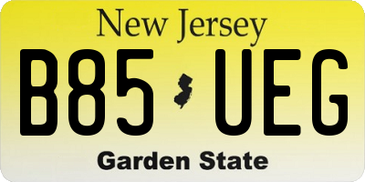 NJ license plate B85UEG