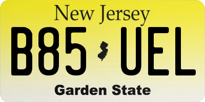 NJ license plate B85UEL