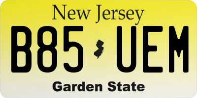 NJ license plate B85UEM