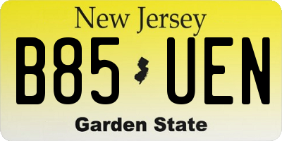 NJ license plate B85UEN