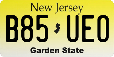 NJ license plate B85UEO