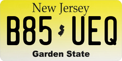 NJ license plate B85UEQ