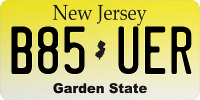 NJ license plate B85UER