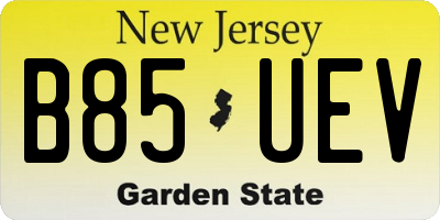 NJ license plate B85UEV