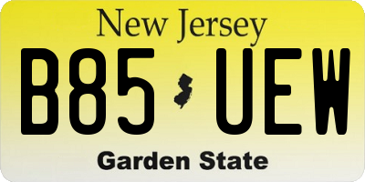 NJ license plate B85UEW