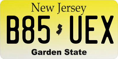 NJ license plate B85UEX