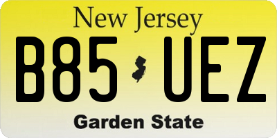 NJ license plate B85UEZ