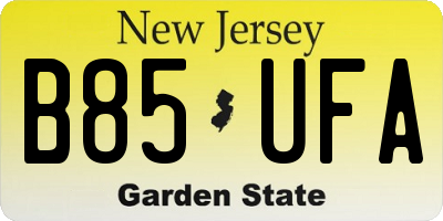 NJ license plate B85UFA