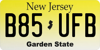 NJ license plate B85UFB