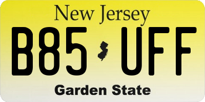 NJ license plate B85UFF