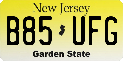 NJ license plate B85UFG